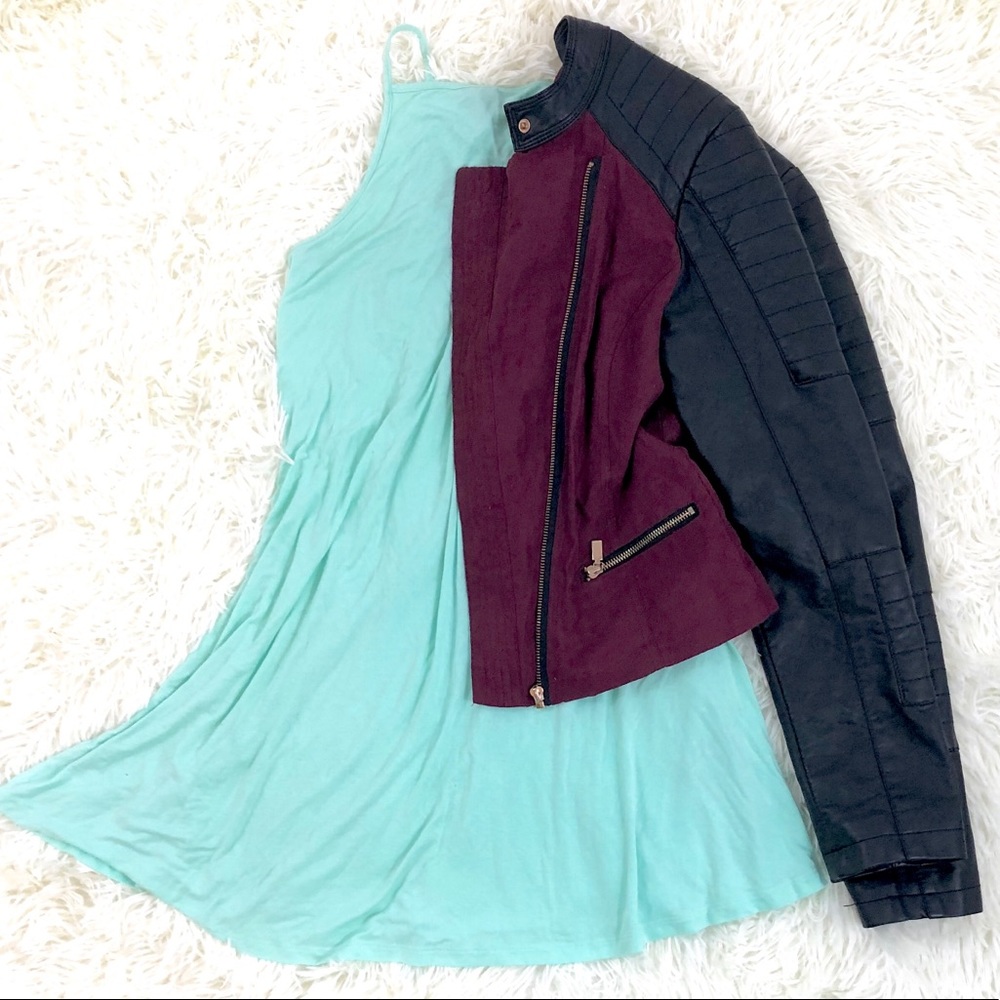 💕Light Green Teal Bib neck dress💕